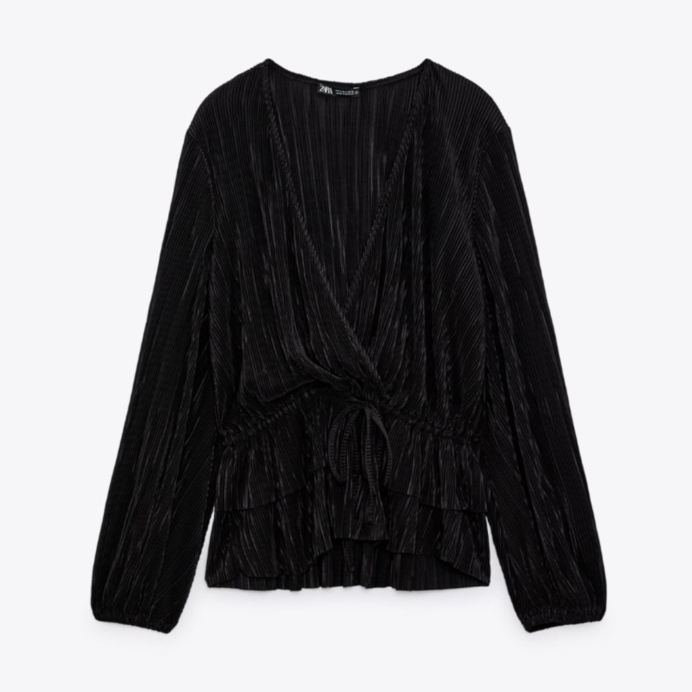 Zara Black Pleated Top - Picture 8 of 10